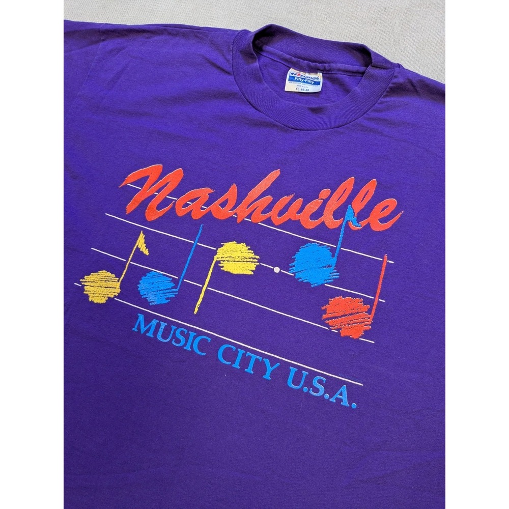 Vintage Nashville Tennessee Shirt Mens XL Purple Country Music USA Single Stitch